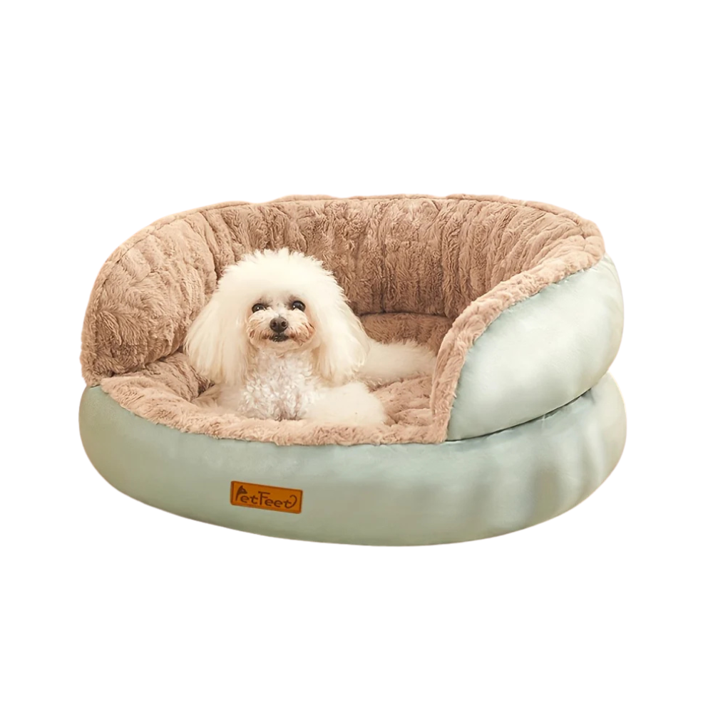 Dog Bed 60x52cm Round Plush Pet Bed with Non Slip Base Washable Cover Indoor Outdoor Large - Green