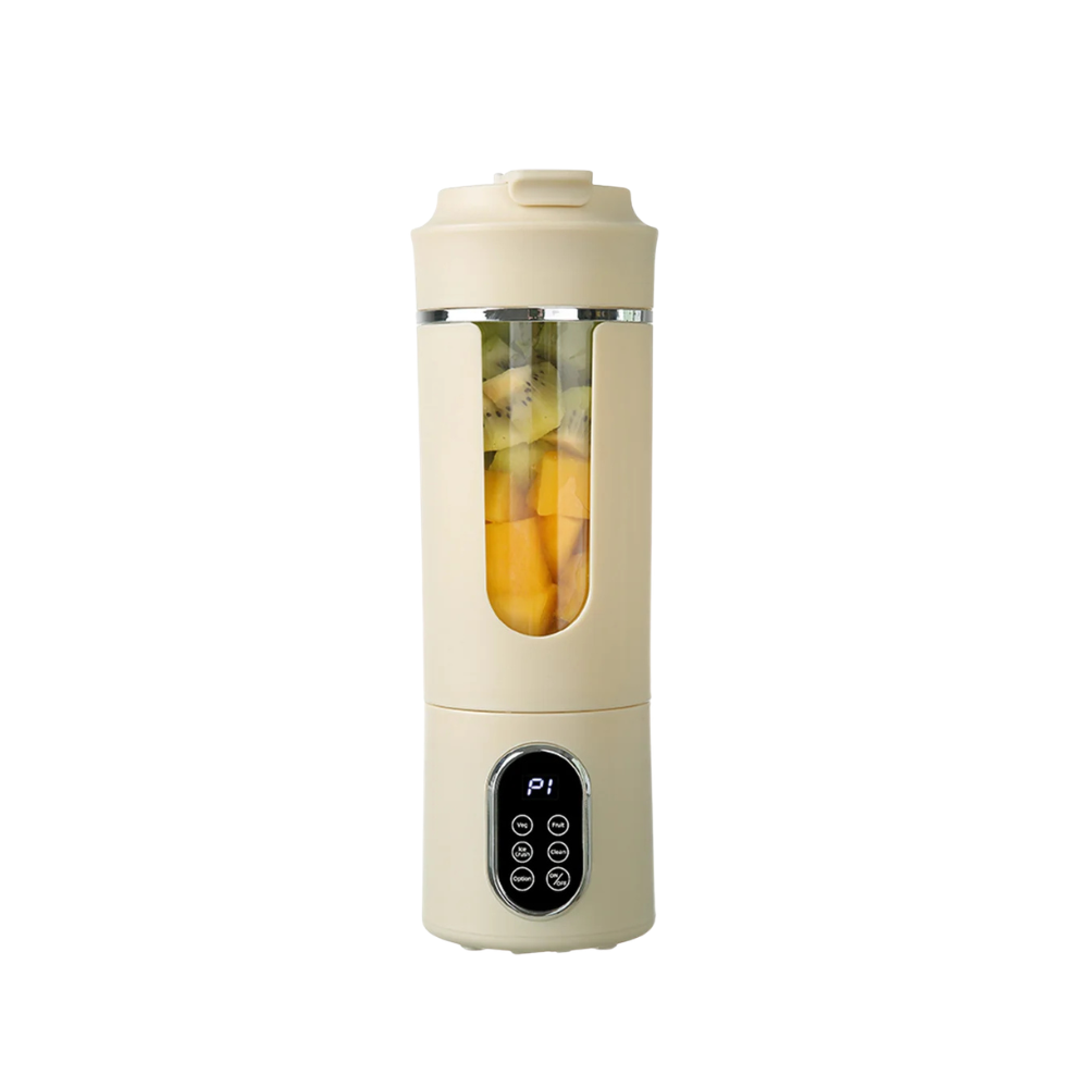 Portable Juicer 530ml Electric Blender USB Rechargeable 12 Blade Mixer with 4 Speed Settings - Beige