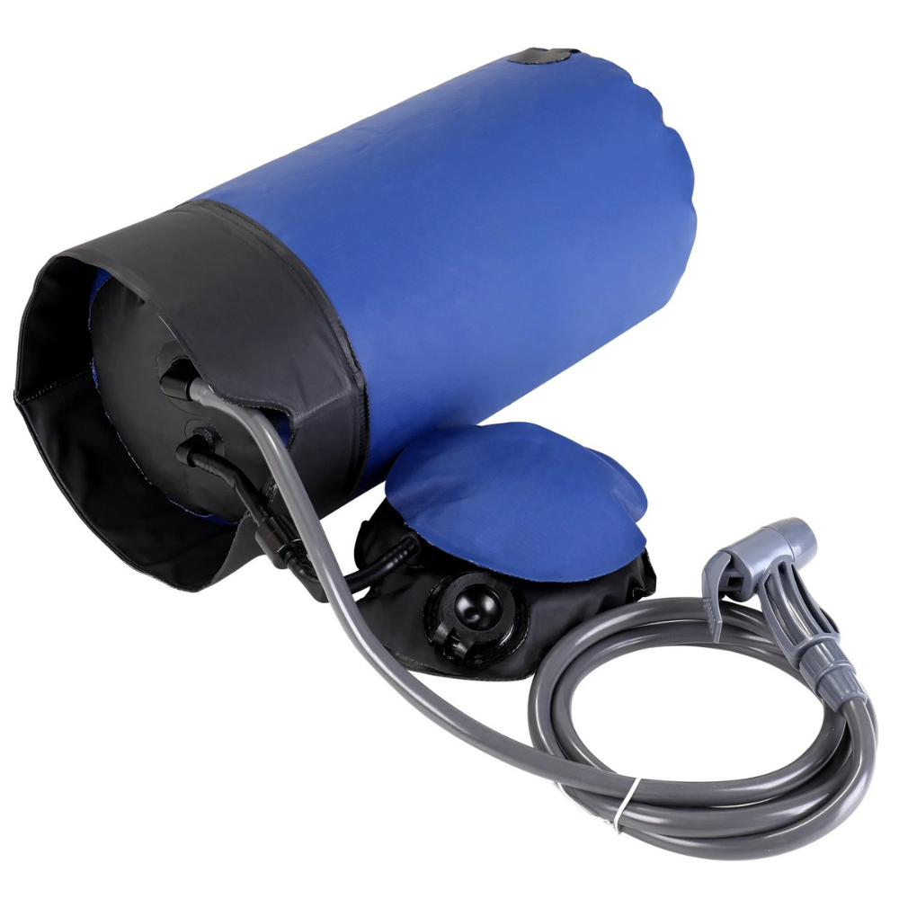 Portable Outdoor Shower Bag 12L Foot Pump Inflatable PVC Camping Beach Washing System - Blue