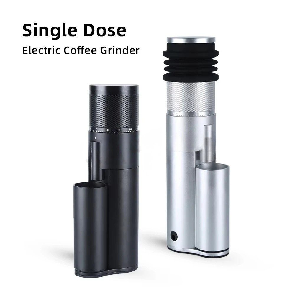 Electric Coffee Grinder 12W Conical Burr Adjustable Precision Digital Display - Silver