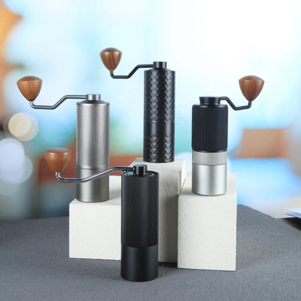 Manual Coffee Grinder 16.5cm Stainless Steel Burr Adjustable Hand Grinder - Black