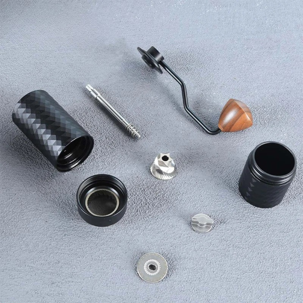 Manual Coffee Grinder 16.5cm Stainless Steel Burr Adjustable Hand Grinder - Black
