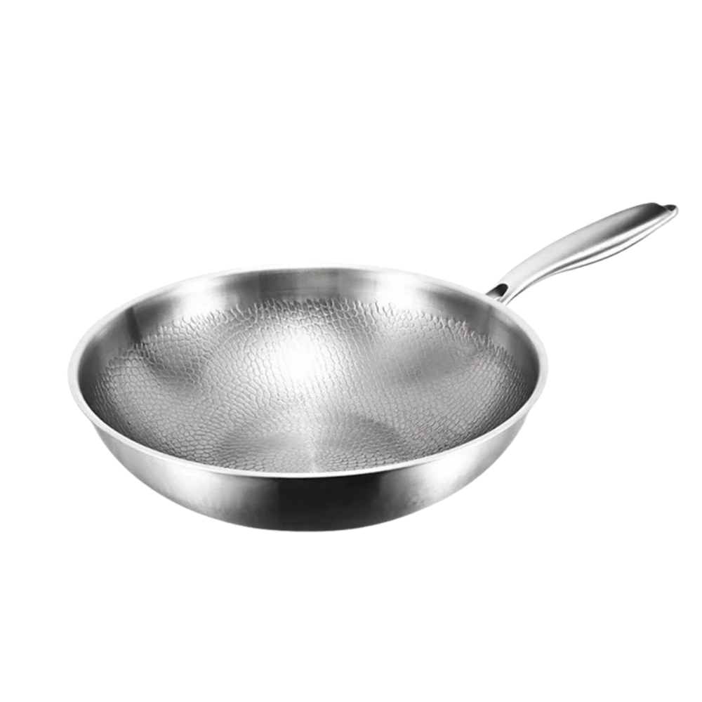 Titanium Wok Pan 32cm Flat Bottom Cooking Pan with Lid Induction Compatible