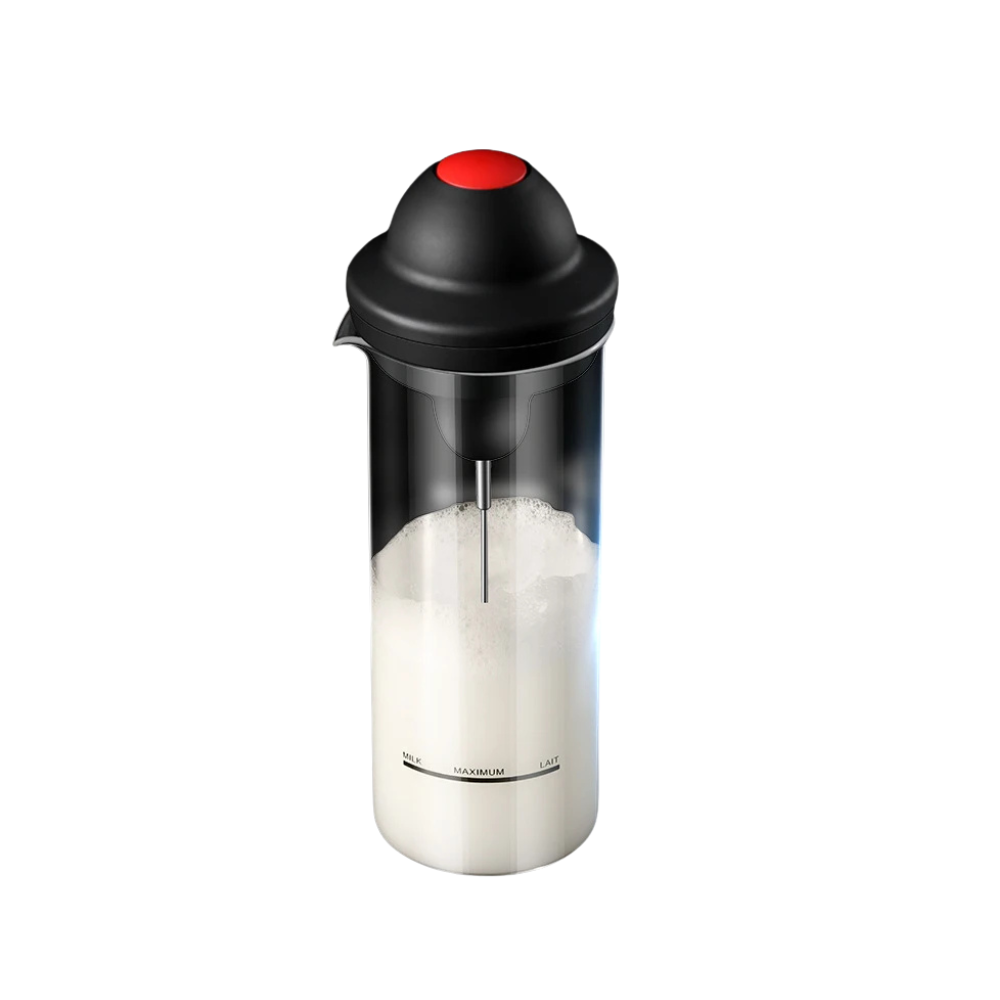 Electric Milk Frother 400ml Portable Handheld Coffee Stirrer Stainless Steel - Black