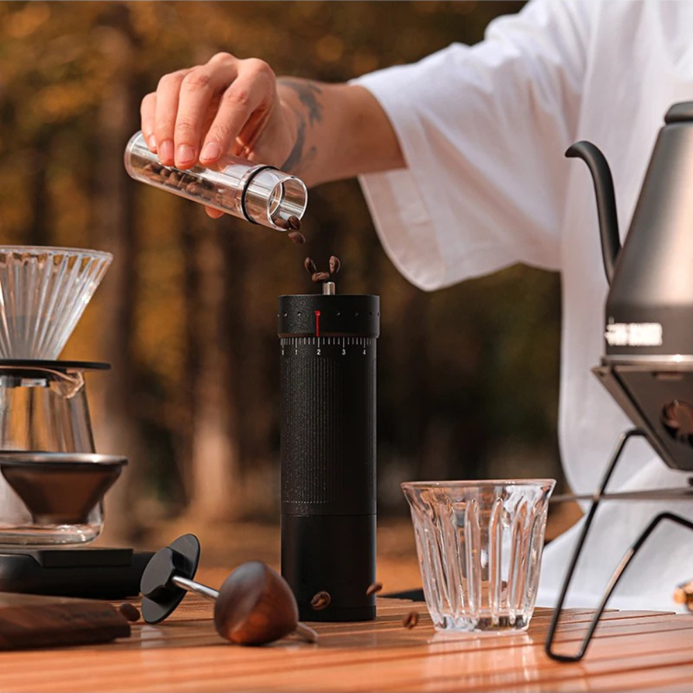 Manual Coffee Grinder 19cm Adjustable Stainless Steel Burr Portable Hand Grinder - Black
