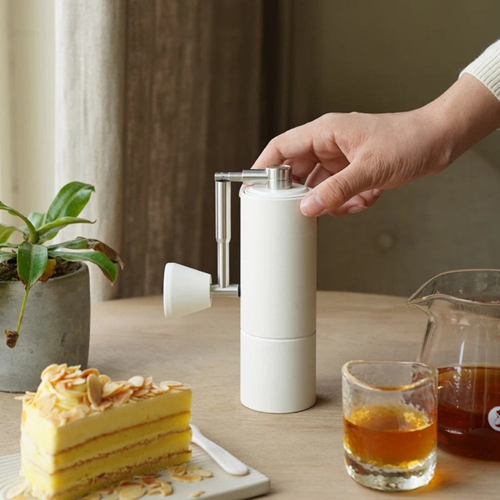 Manual Coffee Grinder 15.8cm 38mm Burr Adjustable Hand Coffee Mill - White