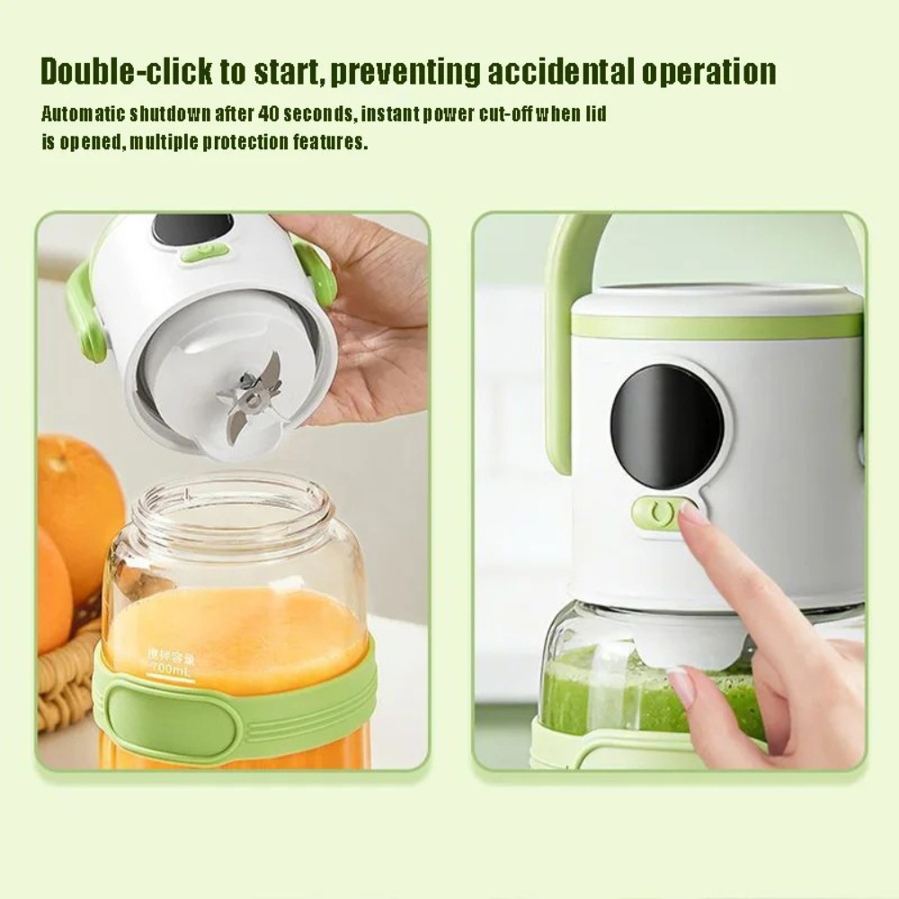 Portable Juicer Blender 1000ml USB Rechargeable 12 Blade Smoothie Maker - Green