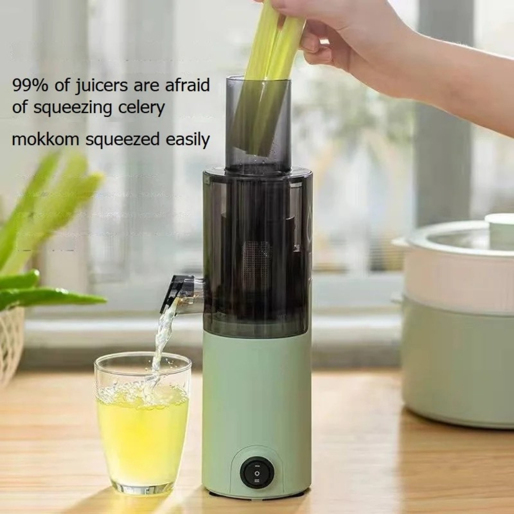 Mini Slow Juicer 100W Portable Automatic Pulp Separation Compact Juicer - Green