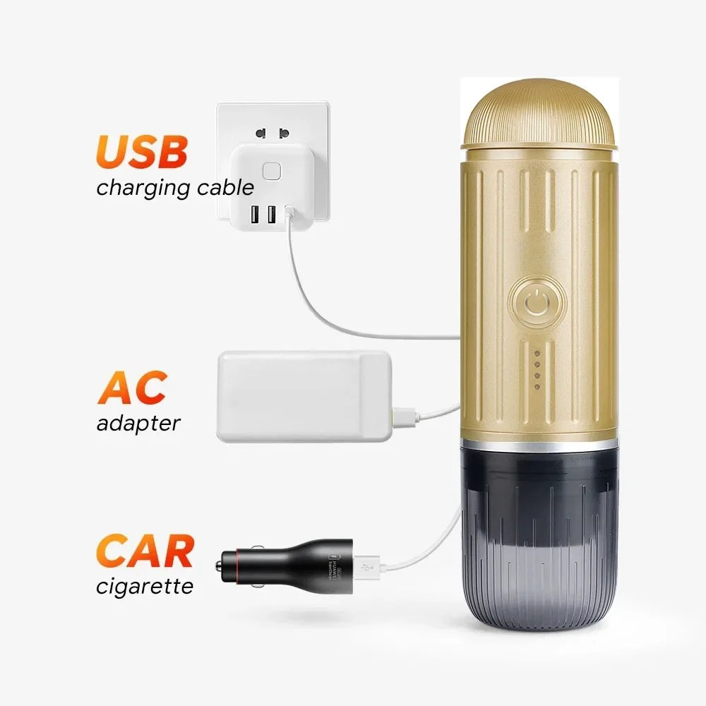 Portable Espresso Coffee Maker 2 in 1 Wireless Capsule Powder Machine 7500mAh - Silver