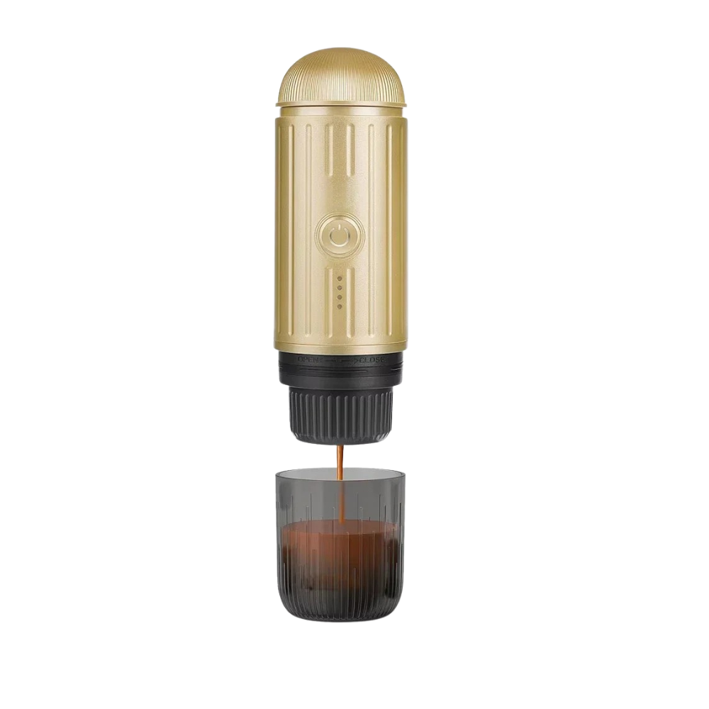 Portable Espresso Coffee Maker 2 in 1 Wireless Capsule Powder Machine 7500mAh - Gold