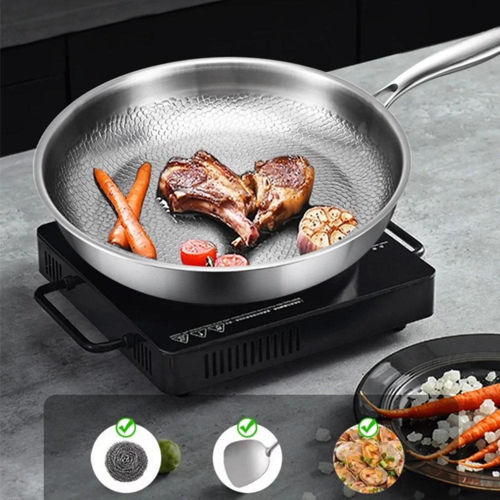 Titanium Frying Pan 30cm Uncoated Induction Compatible Kitchen Cookware