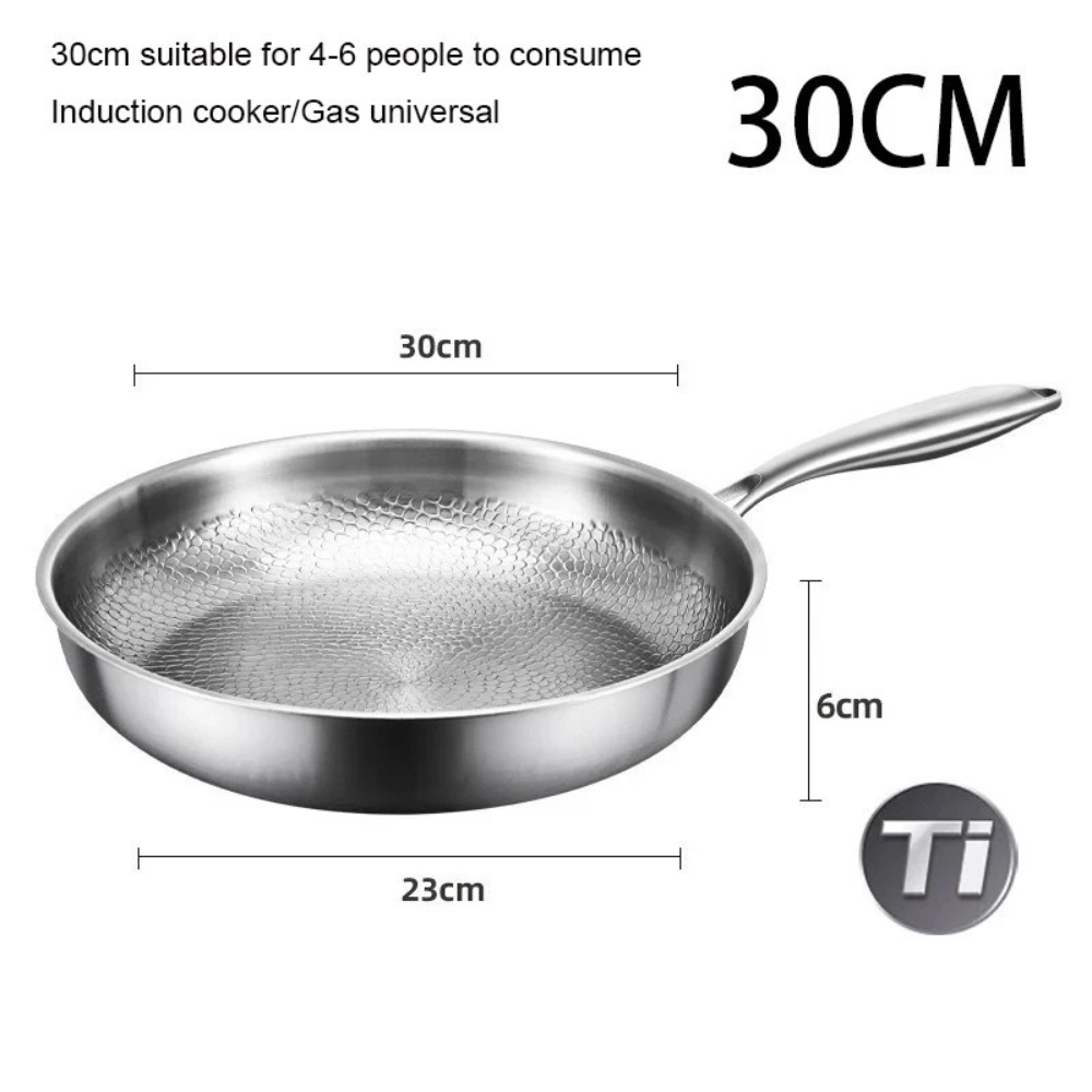 Titanium Frying Pan 30cm Uncoated Induction Compatible Kitchen Cookware