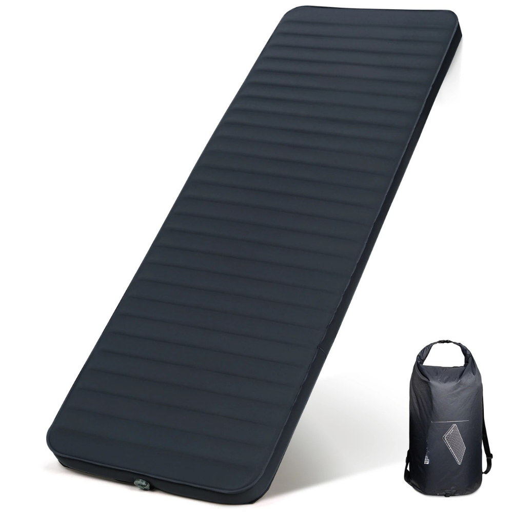 Camping Sleeping Pad 198cm Self Inflating Air Mattress 7.6cm Thick Built in Pump - Dark Gray
