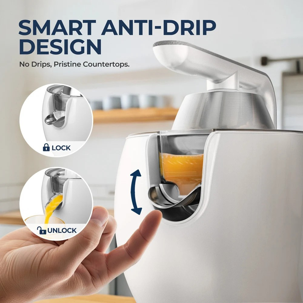 Citrus Juicer 850W High Power Stainless Steel Electric Orange Press 28cm – White