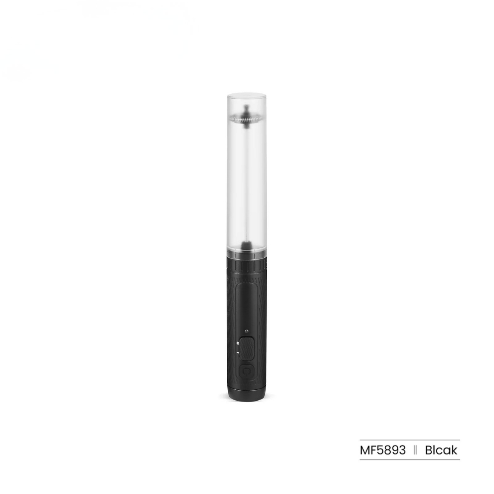 Electric Milk Frother USB Rechargeable Handheld Coffee Mixer 24.5cm - Black
