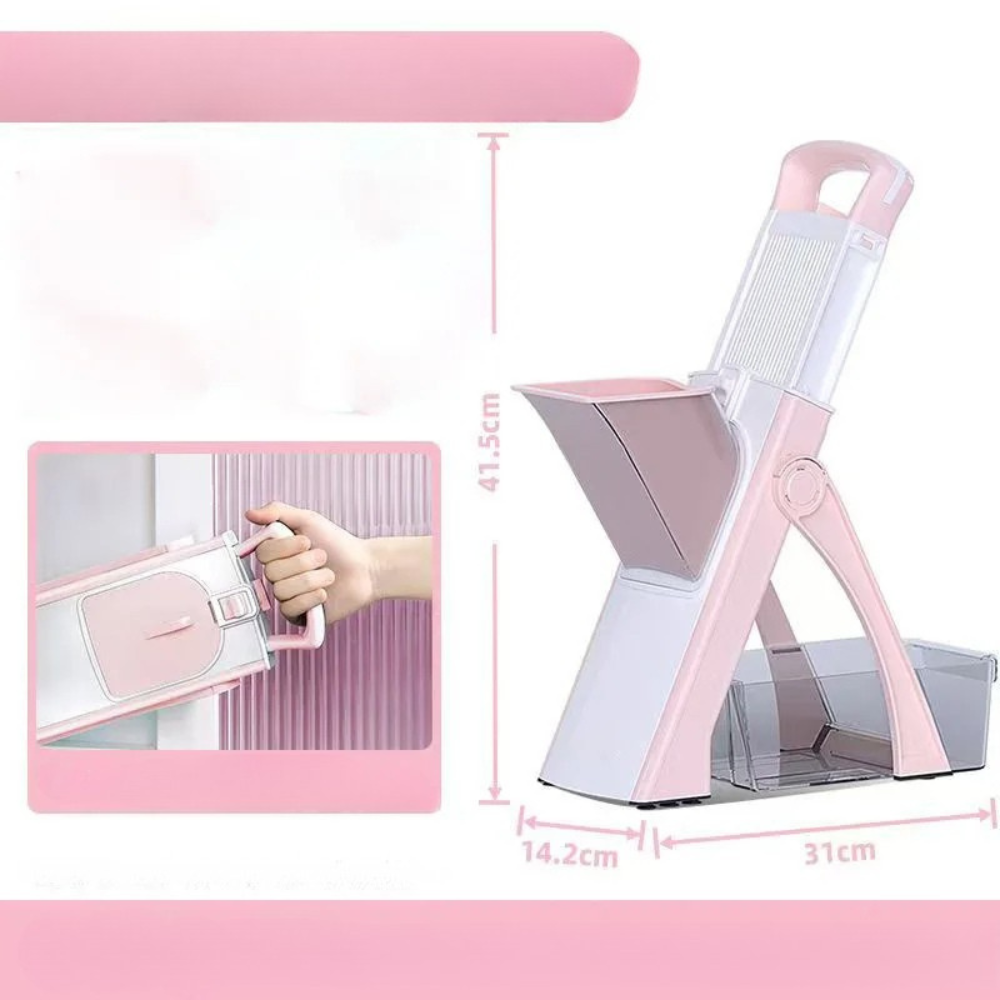 Vegetable Cutter 41.4cm Manual Slicer Shredder Grater Multi Function Chopper - Pink
