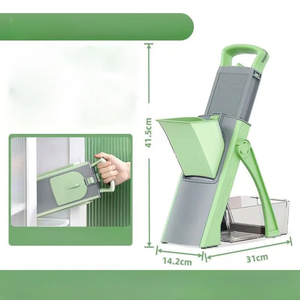 Vegetable Cutter 41.4cm Manual Slicer Shredder Grater Multi Function Chopper - Green