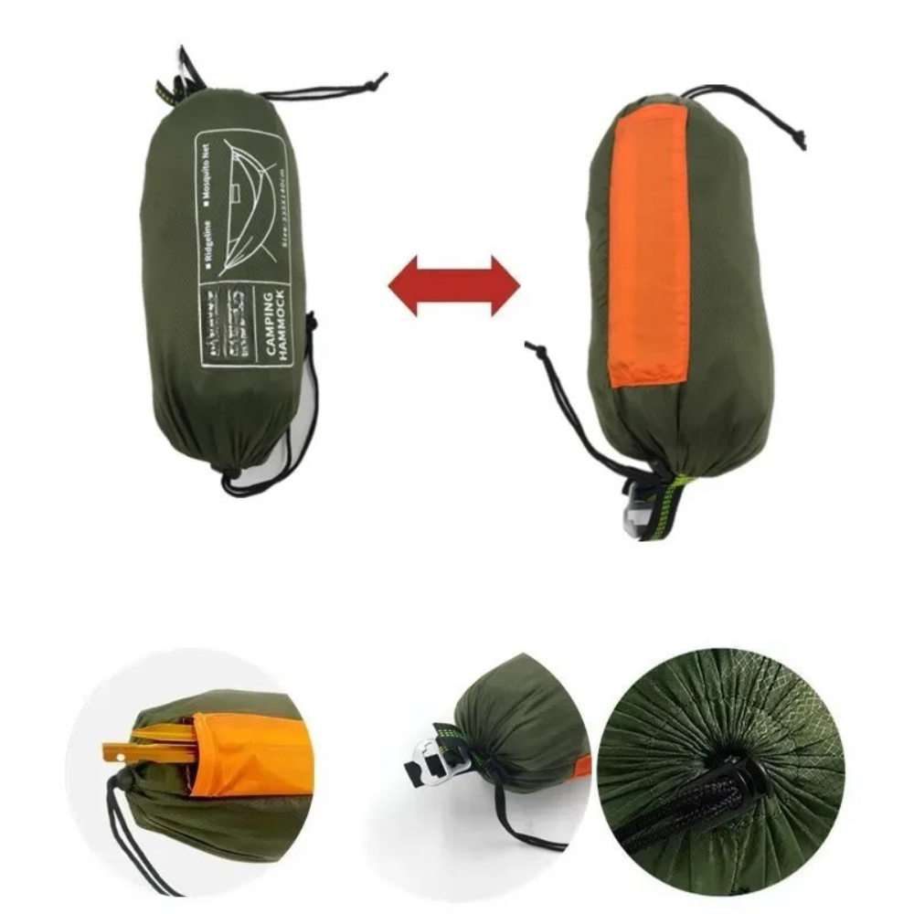 Camping Hammock with Mosquito Net Portable Quick Open Hanging Bed - Orange