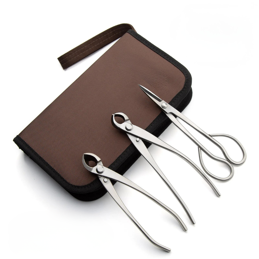 Bonsai Tool Set 3 Piece Standard Pruning Kit with Long Handle Scissors