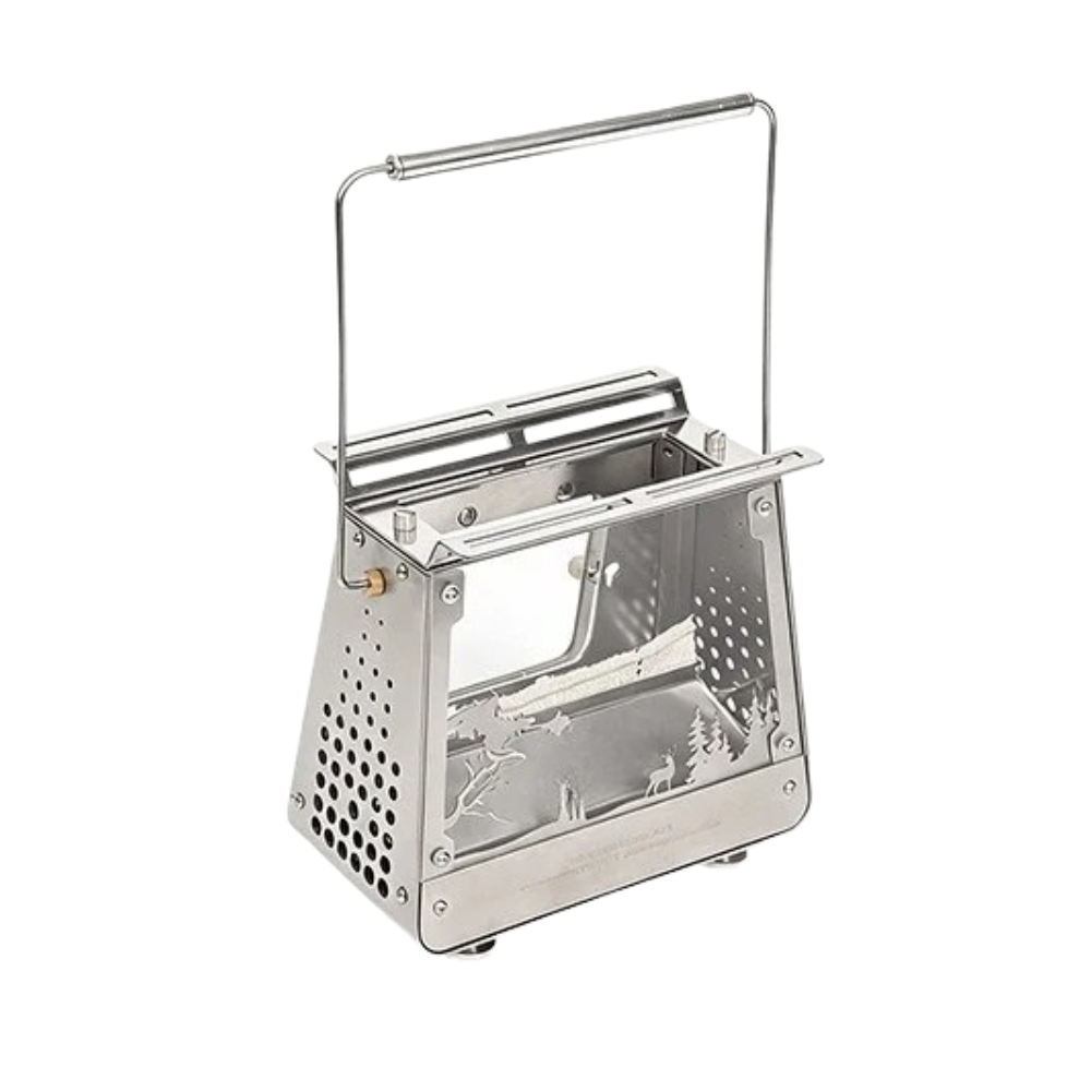 Portable Camping Viewing Stove Stainless Steel Outdoor Fire Heater 31cm - White