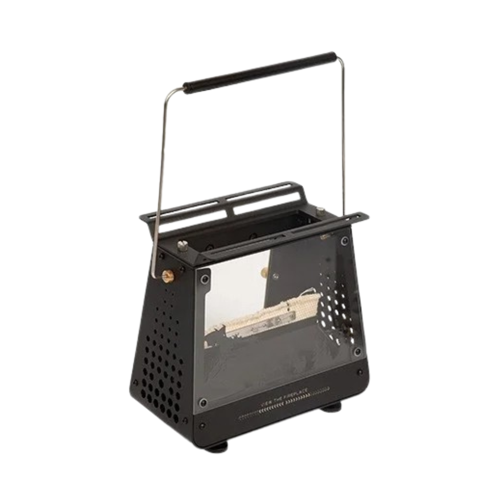 Portable Camping Viewing Stove Stainless Steel Outdoor Fire Heater 31cm - Black