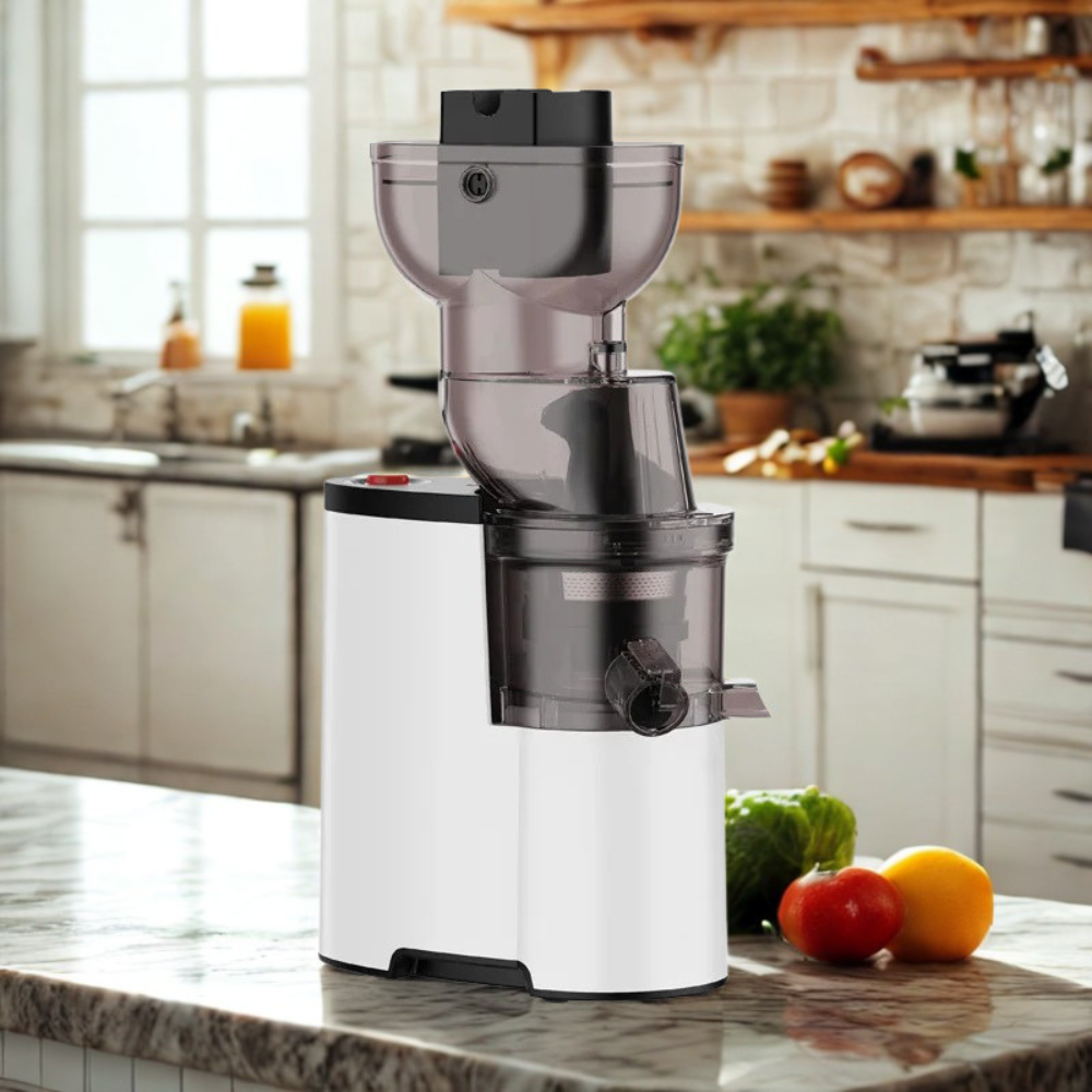 Slow Juicer 150W Large Caliber Juice Extractor with Pulp Separation - White