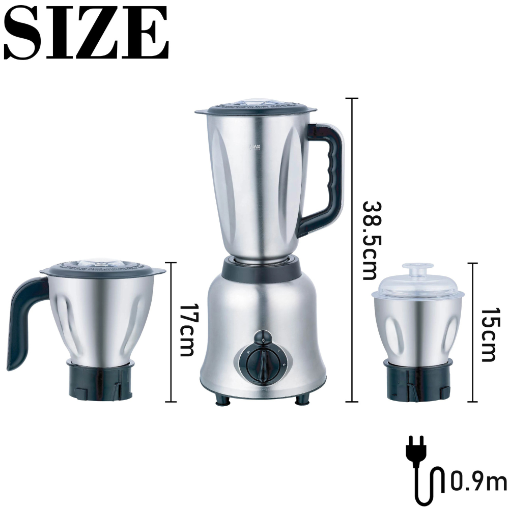 Food Processor 3 In 1 Blender 400W Stainless Steel Mill and Juicer – Black