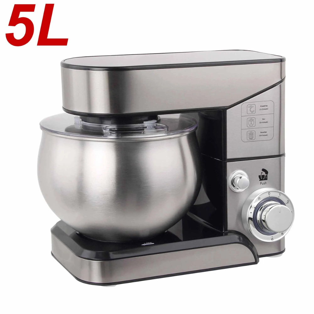 Stand Mixer 5L Stainless Steel Bowl 1000W Kitchen Food Bench Mixer – Black