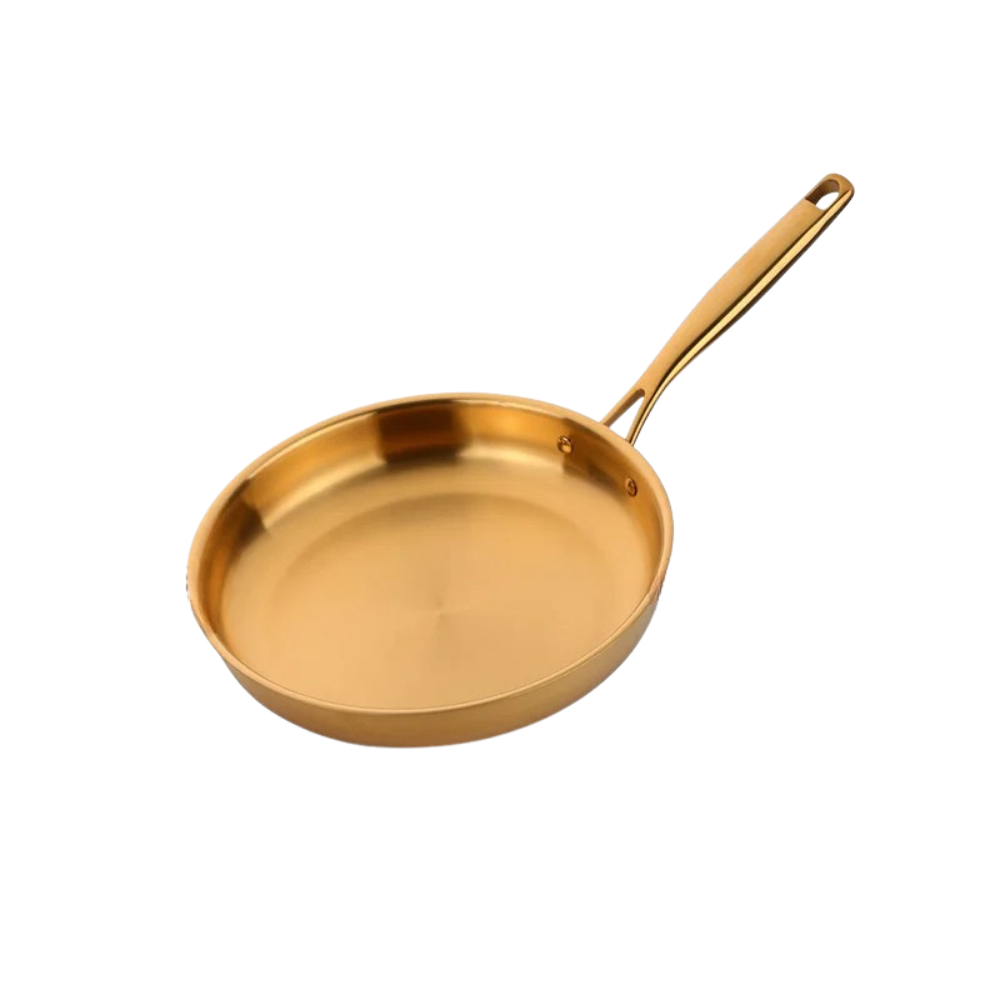 Frying Pan 28cm Stainless Steel Induction Compatible Cooking Pan - Gold