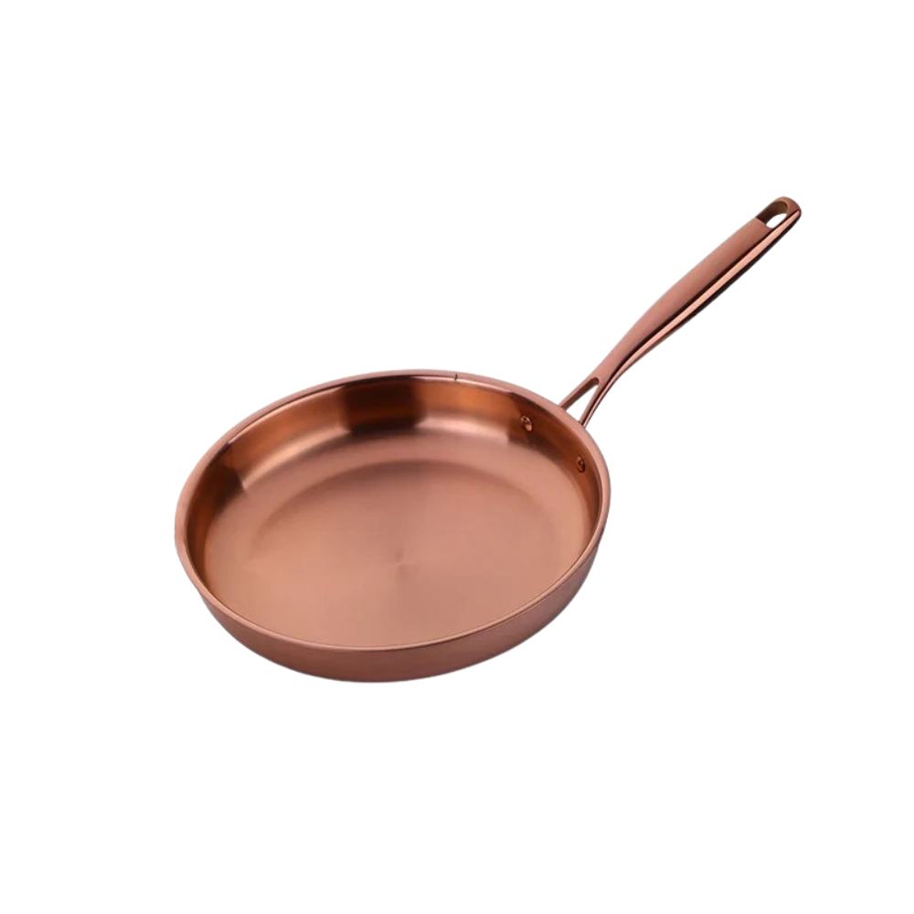 Frying Pan 28cm Stainless Steel Induction Compatible Cooking Pan - Rose Gold