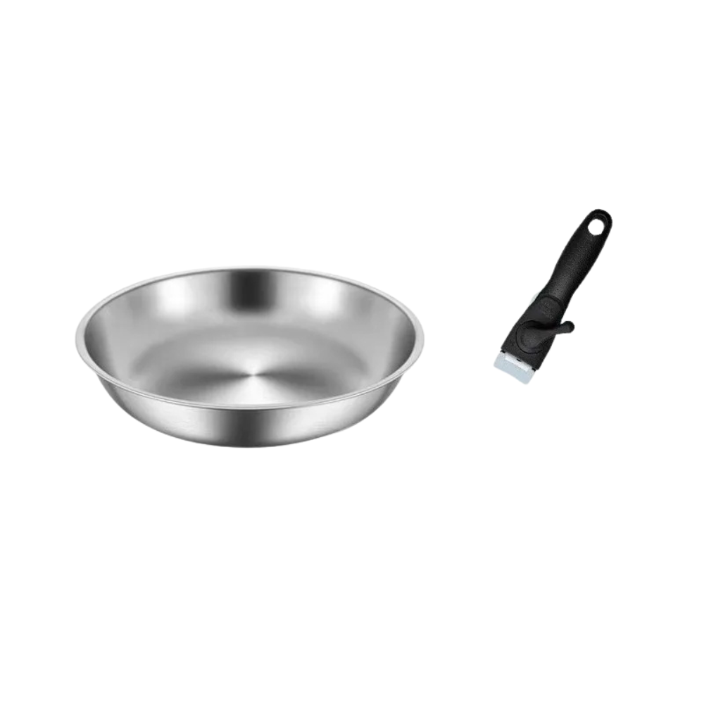 Stainless Steel Frying Pan 26cm Flat Bottom Cooking Pan Detachable Handle
