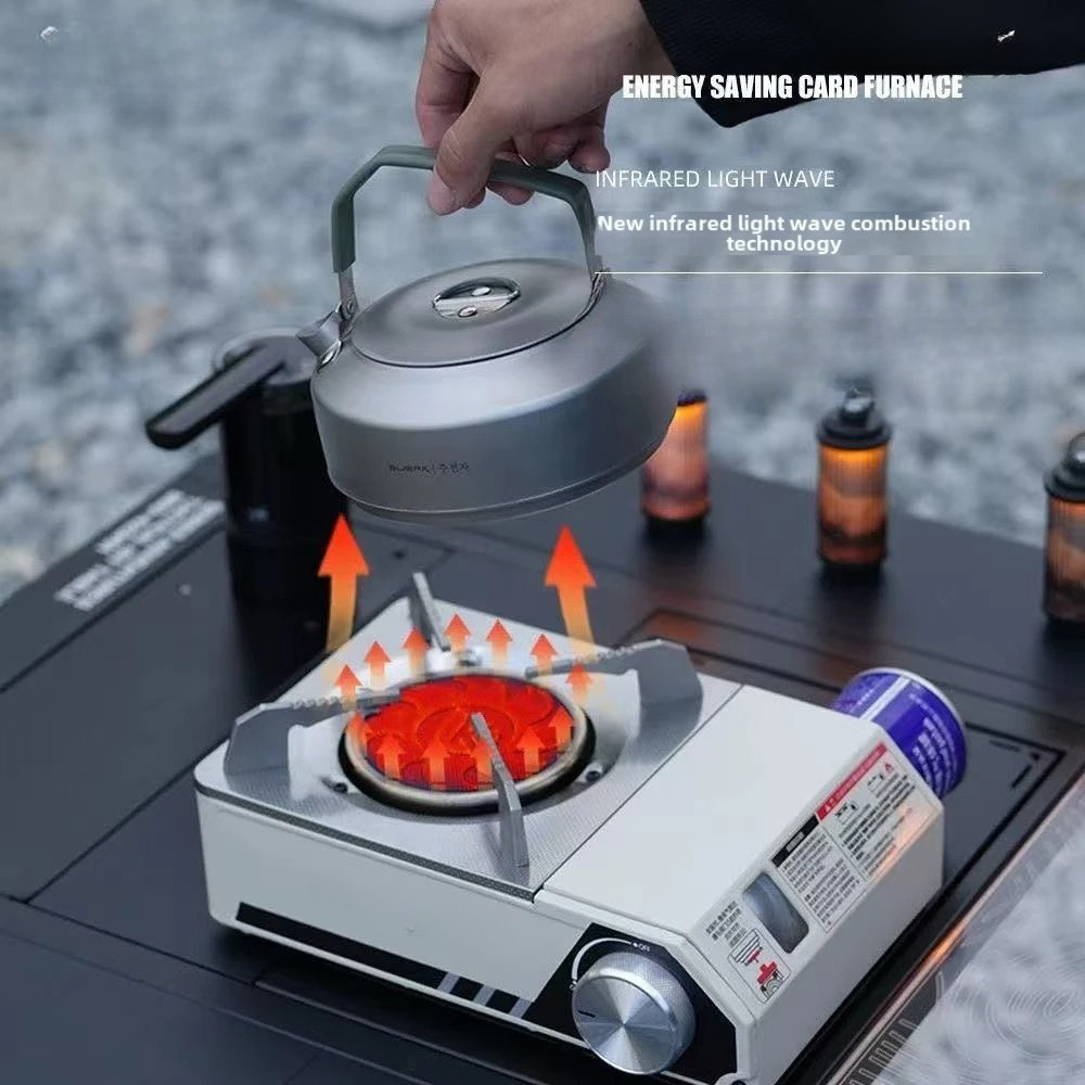 Camping Infrared Cooking Stove Portable Windproof Butane Cooker 25cm - White
