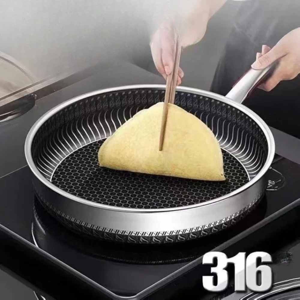 Stainless Steel Frying Pan 30cm Thickened Cooking Pan Induction Compatible