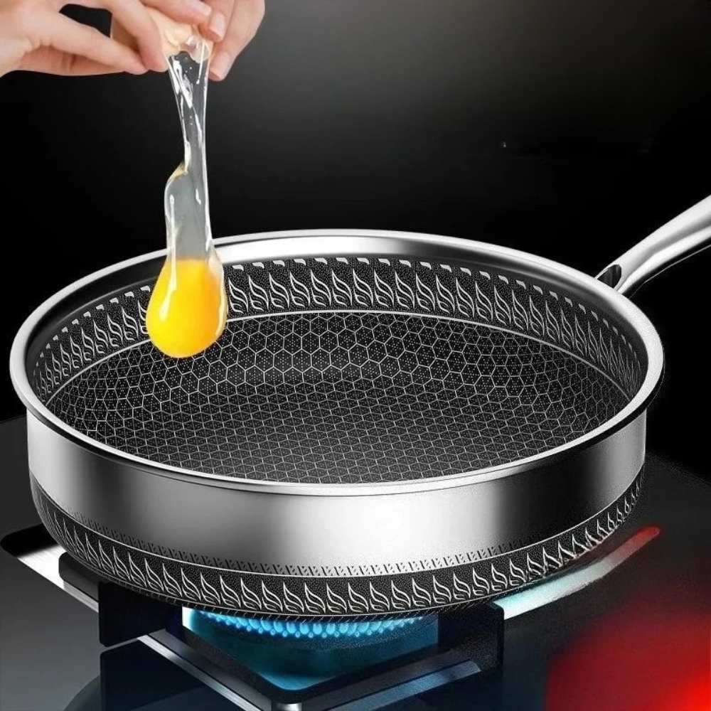 Stainless Steel Frying Pan 30cm Thickened Cooking Pan Induction Compatible
