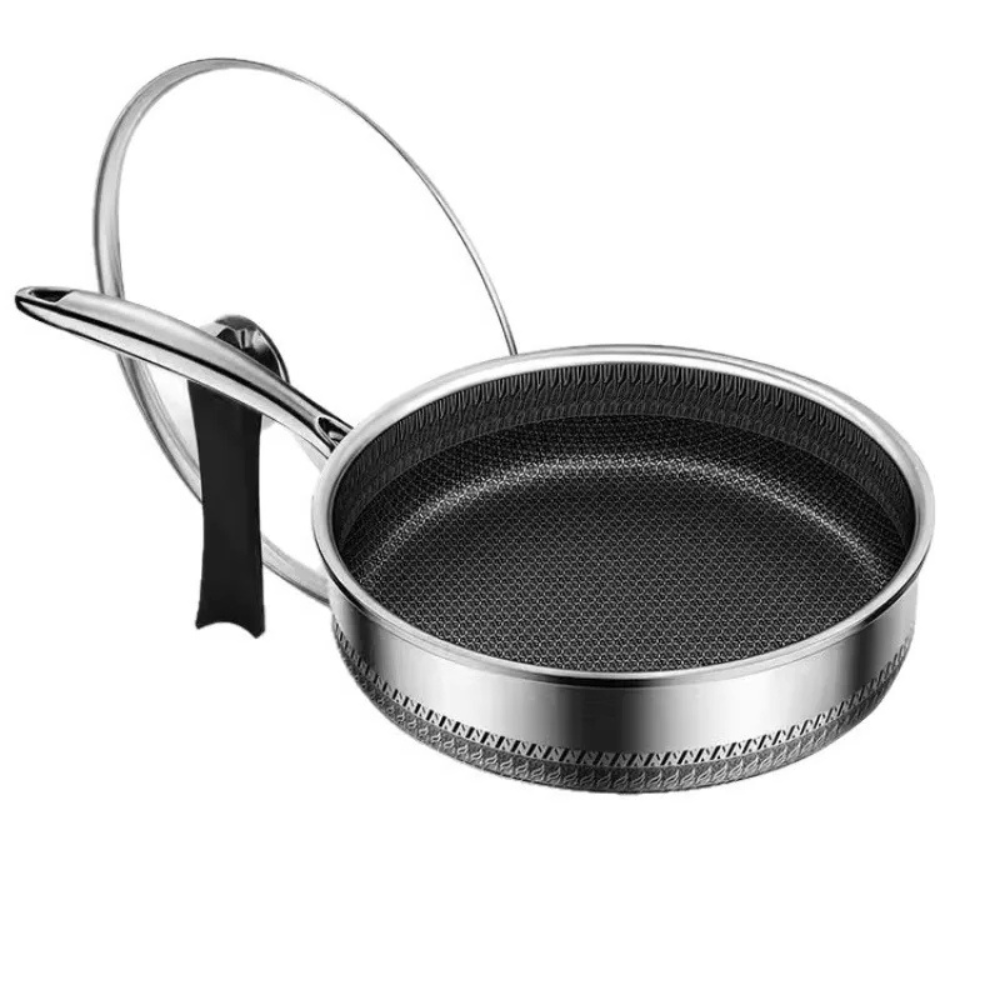 Stainless Steel Frying Pan 30cm Thickened Cooking Pan Induction Compatible