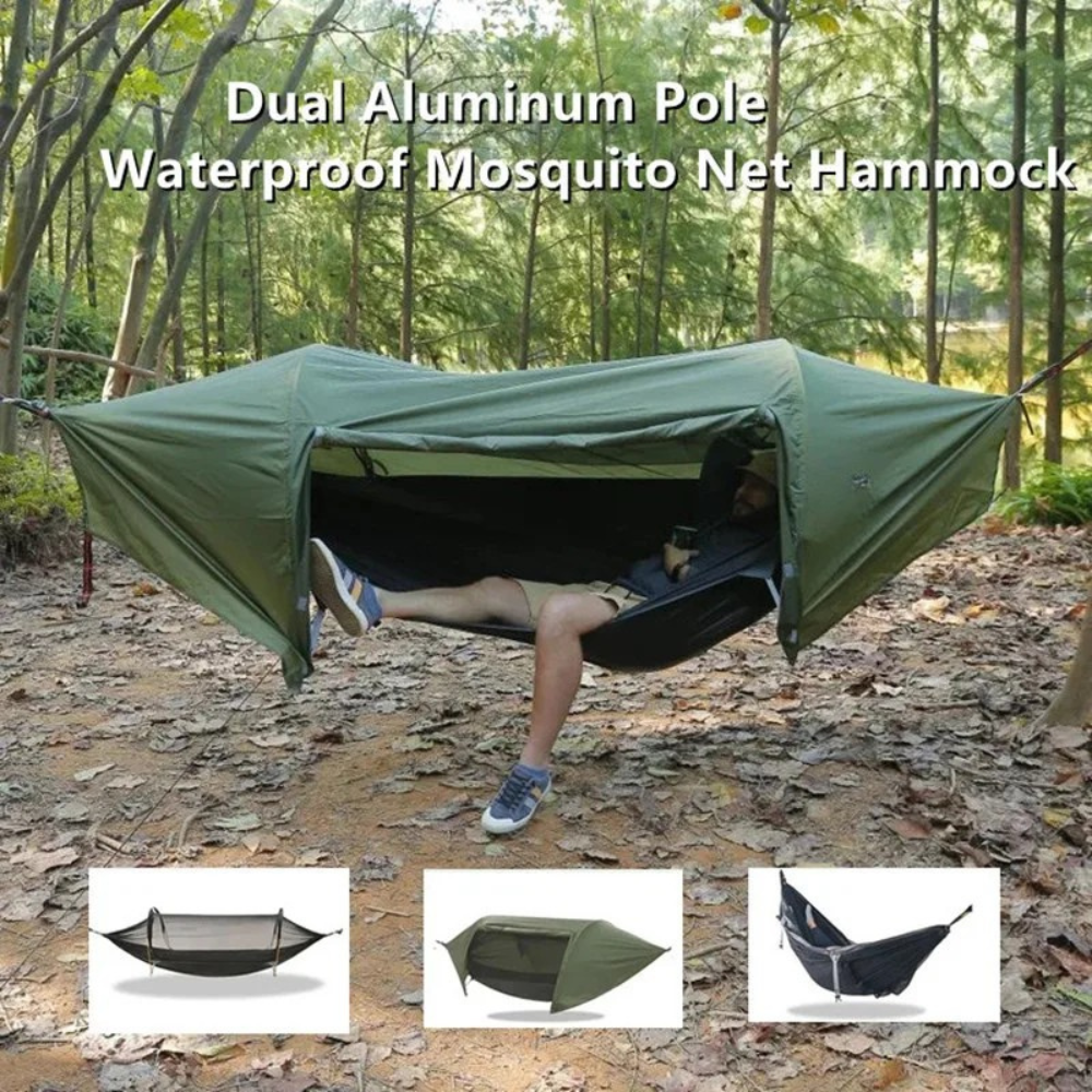 Camping Hammock Tent 3 In 1 Waterproof Outdoor Shelter with Mesh Blue