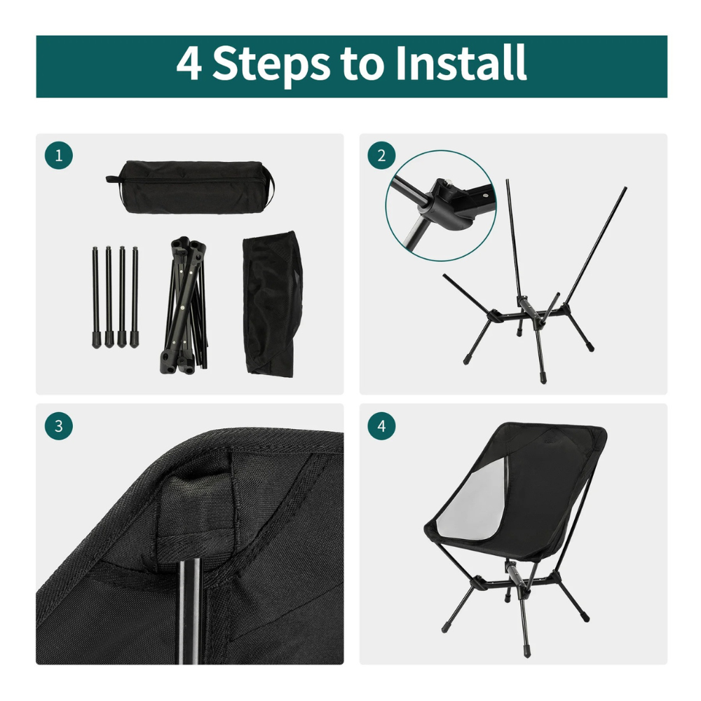 Camping Chair Ultralight Folding Outdoor Relax Chair with Storage Bag - Khaki