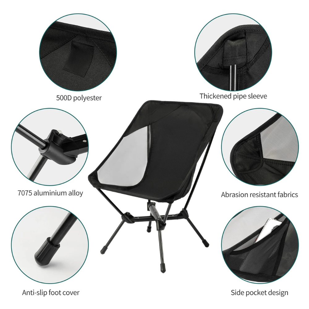 Camping Chair Ultralight Folding Outdoor Relax Chair with Storage Bag - Khaki