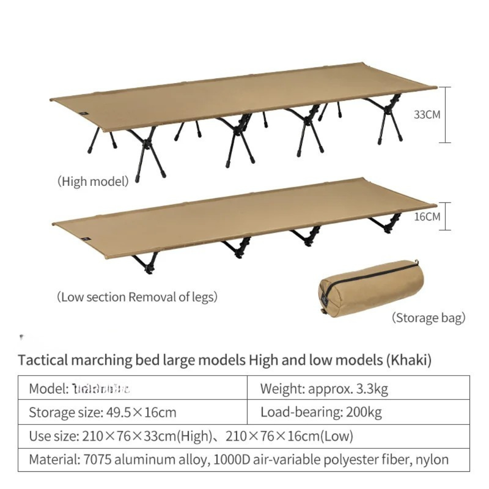 Camping Cot Portable Folding Outdoor Sleeping Bed Heavy Duty - Khaki