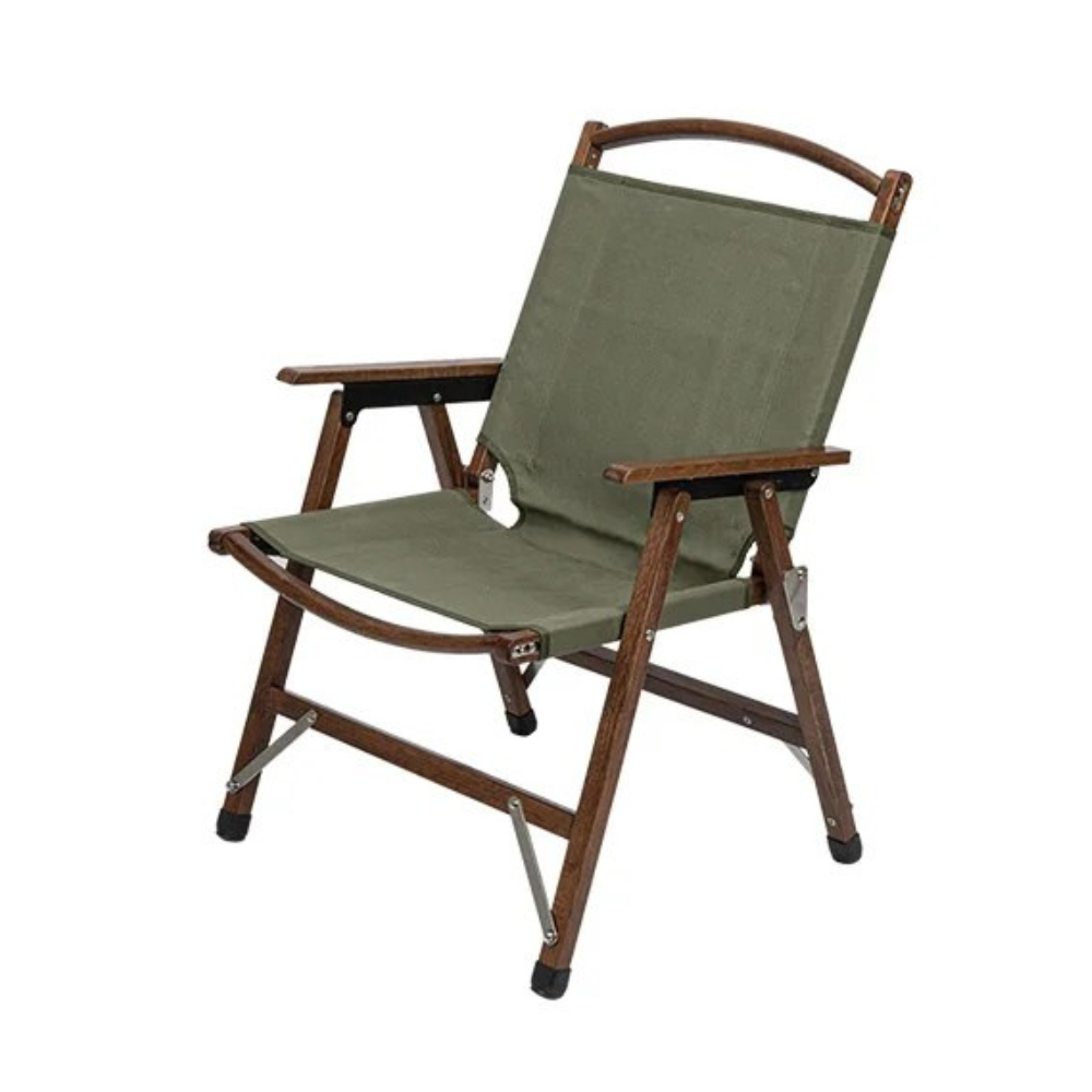 Camping Chair Solid Wood Folding Outdoor Relax Chair Portable - Green