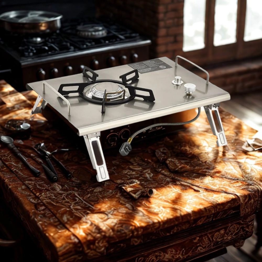 Camping Stove Foldable Portable Outdoor Cooking Stove with Carry Bag - Silver