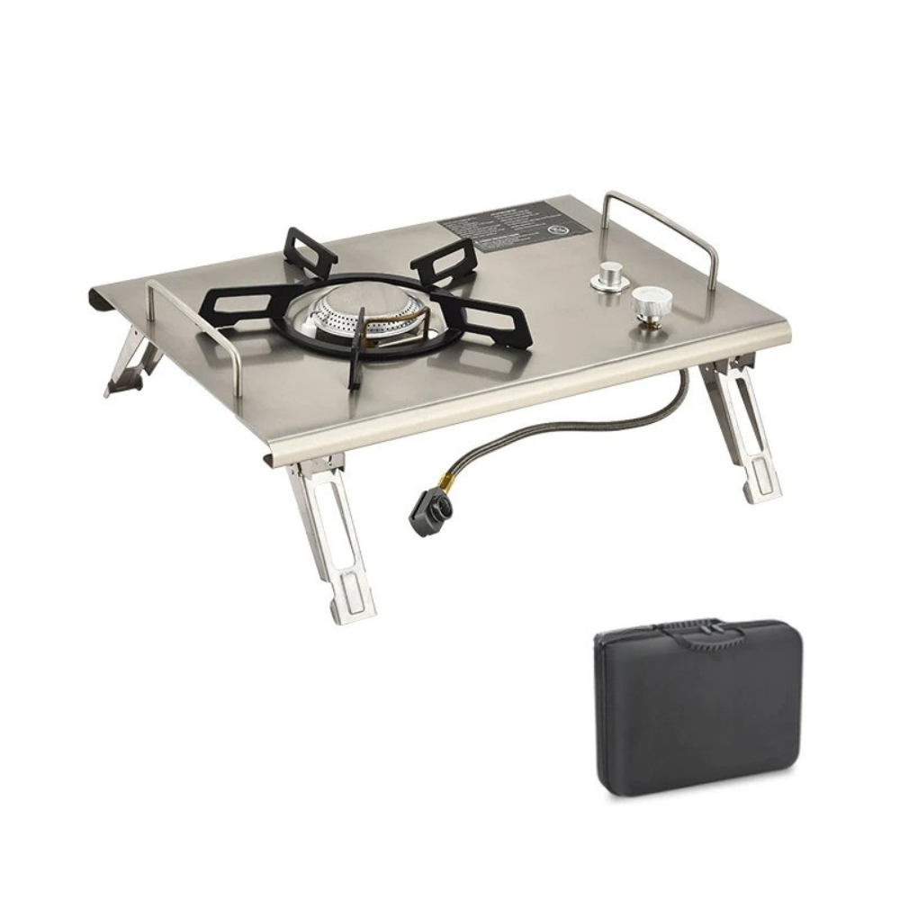 Camping Stove Foldable Portable Outdoor Cooking Stove Aluminum Alloy - Black