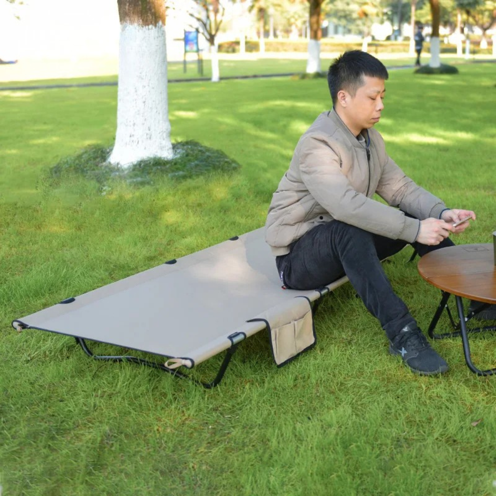 Camping Bed Foldable Portable Outdoor Sleeping Cot Ultralight - Khaki