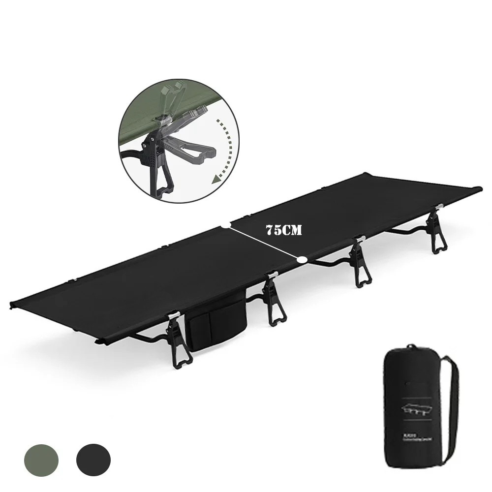Camping Cot Foldable Ultralight Aluminum Alloy Outdoor Sleeping Bed - Green