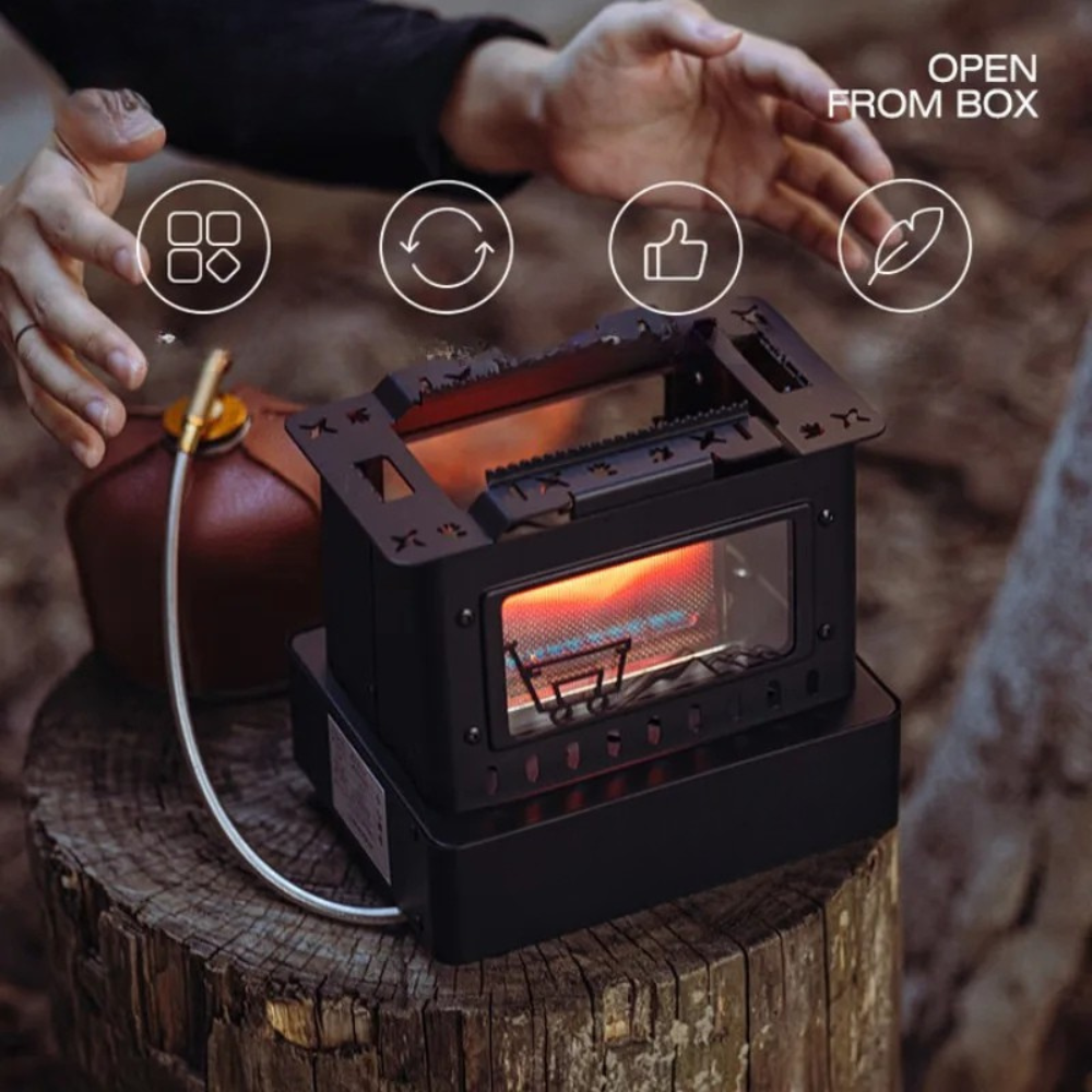 Camping Stove Portable Metal Outdoor Cooking Burner Lightweight - Black