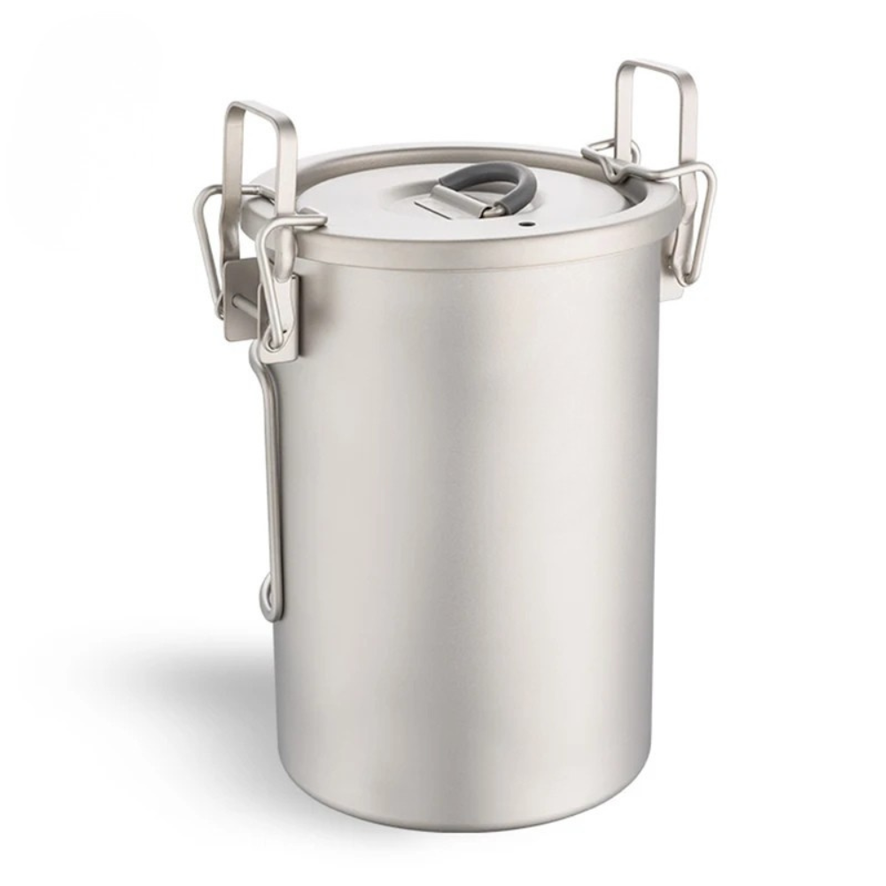 Titanium Cooking Pot 900ml Portable Camping Sauce Pot with Lid - White