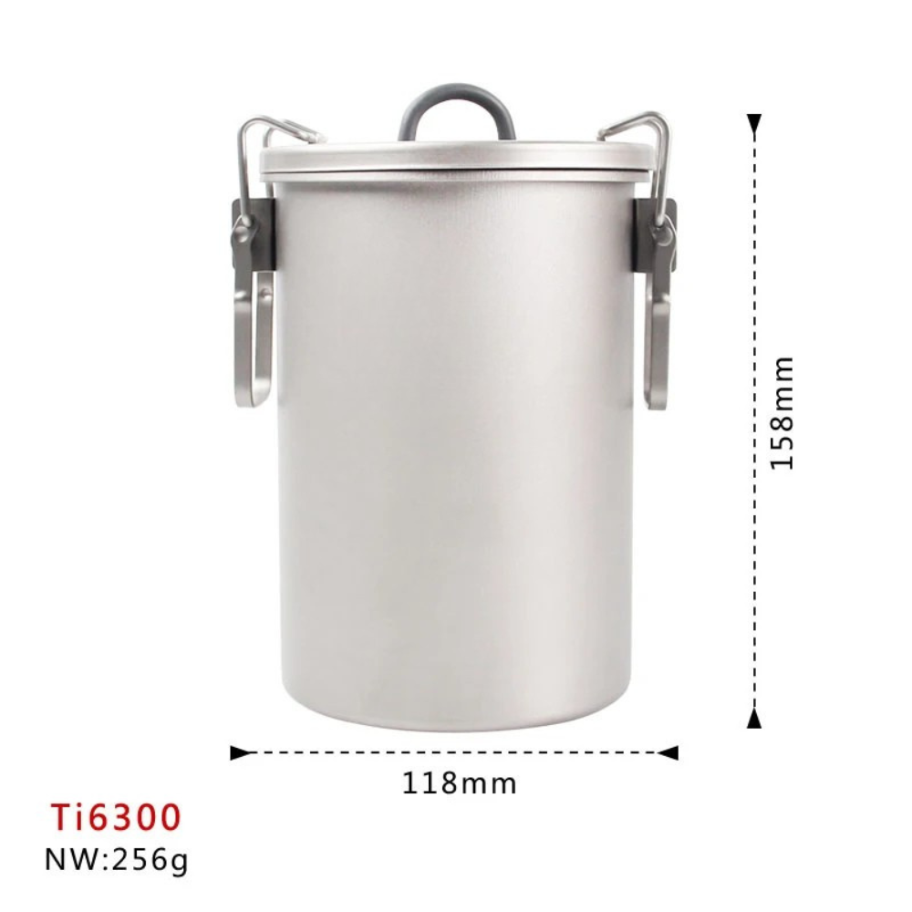 Titanium Cooking Pot 900ml Portable Camping Sauce Pot with Lid - White