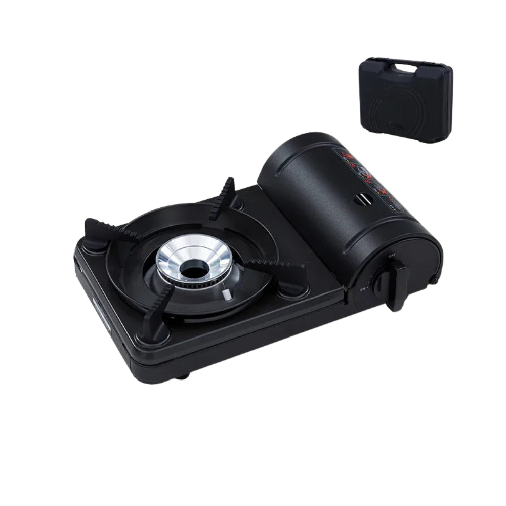 Camping Gas Stove 1.86KW Portable Wind Resistant Outdoor Cooker - Black