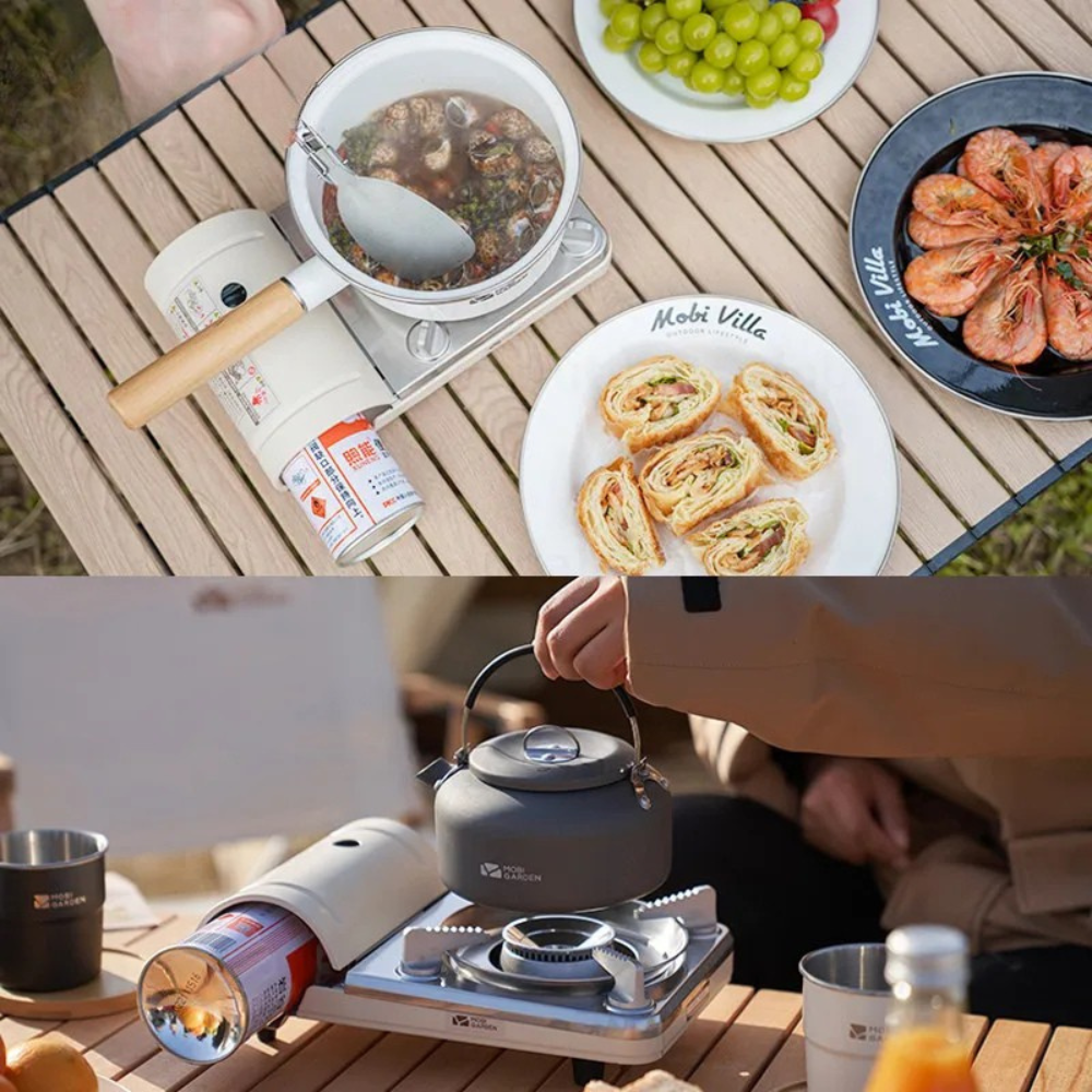 Camping Gas Stove 1.86KW Portable Wind Resistant Outdoor Cooker - White