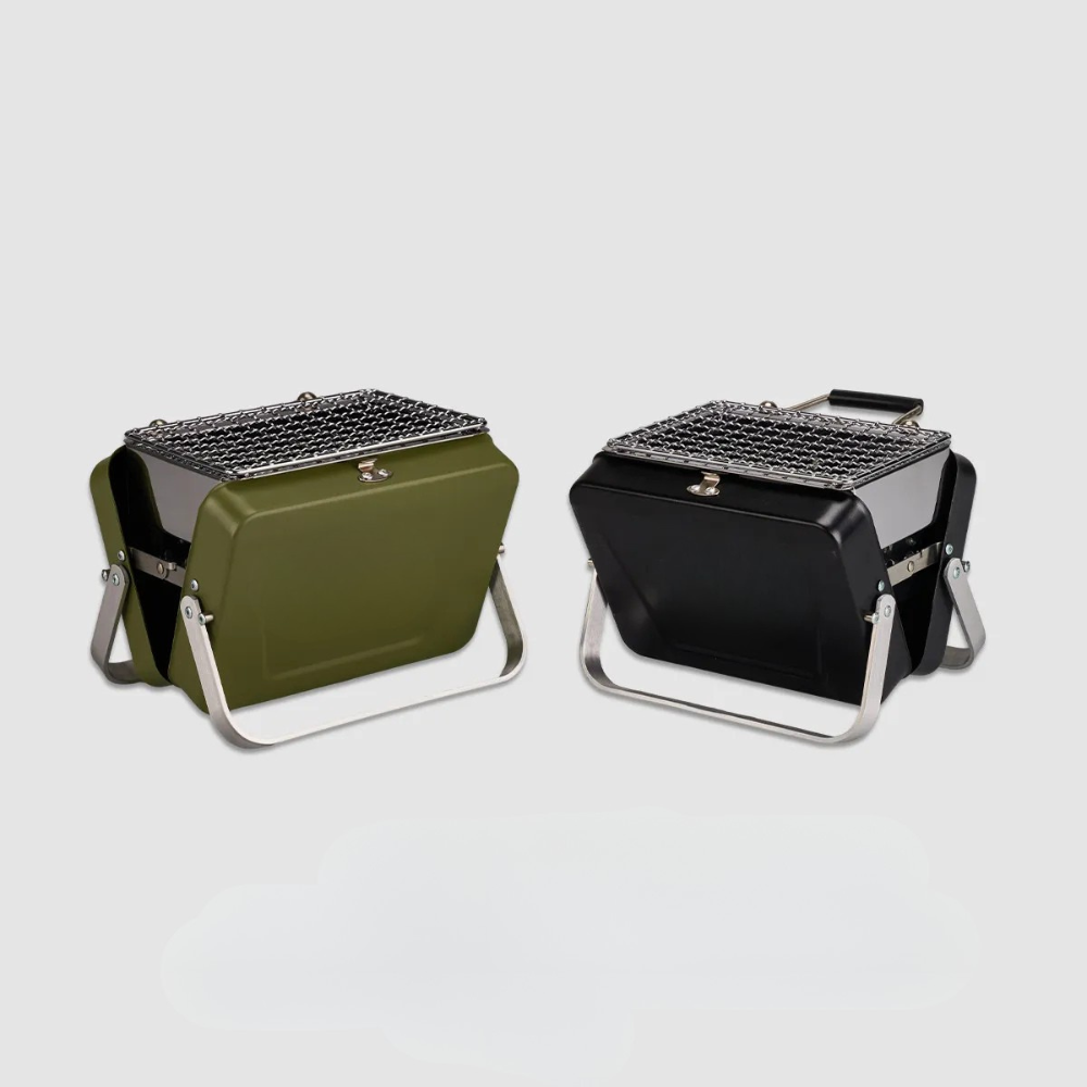 Camping Grill Foldable Portable Stainless Steel Tabletop BBQ Stove Outdoor Cooking Rack - Black